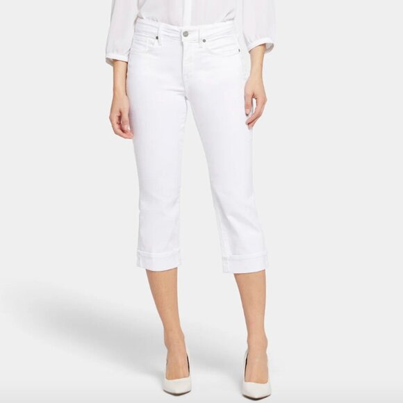 NWT NYDJ Marilyn Straight Crop Jeans w/ Cuffs in Optic White - Picture 1 of 8